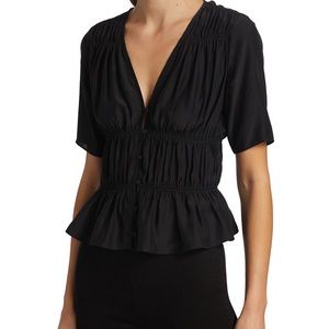 Frame ruched v-neck blouse